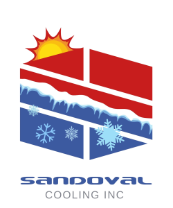 Adobe Express – file (1) Sandoval Cooling Inc. logo featuring sun, snowflakes, and ice elements, representing professional HVAC and refrigeration services in San Antonio.